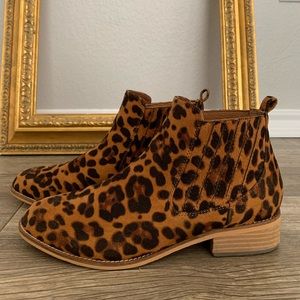 Leopard print booties